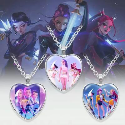 Kpop Охотники на демонов Ожерелье в форме сердца Из анимационного фильма Руми Зои Мира, Сплав Подвеска Студенты Дети Косплей Подарок.