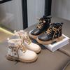 Детская мода Теплые ботинки Девочки Ботильоны Молния Крутые Детские Принцесса Подиум Кожаные ботинки Нескользящие Размер 26-37 Противоскользящие