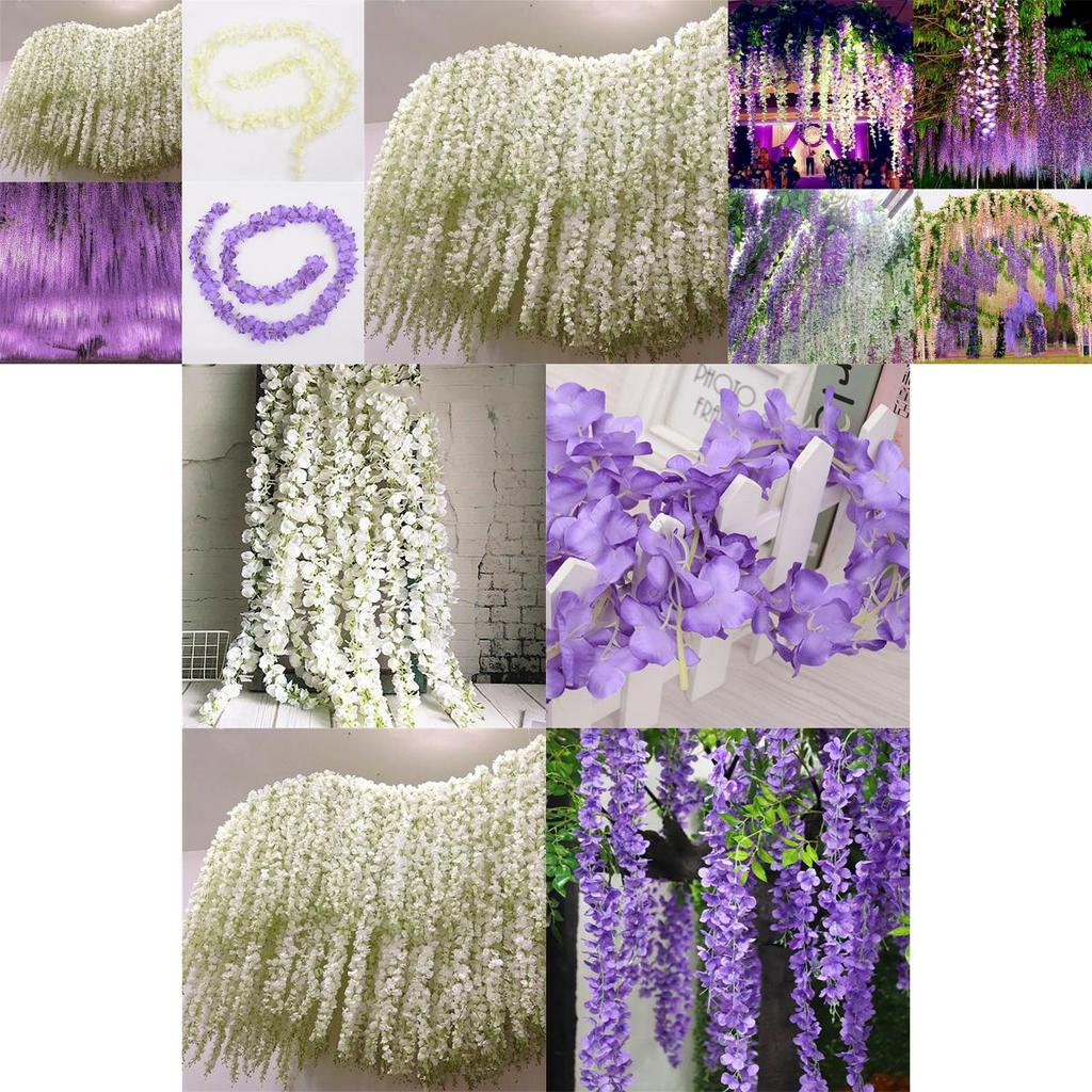 Gorgeous 2m Artificial Wisteria Silk Fake Flower Ivy Garland Vine For Wedding Decor