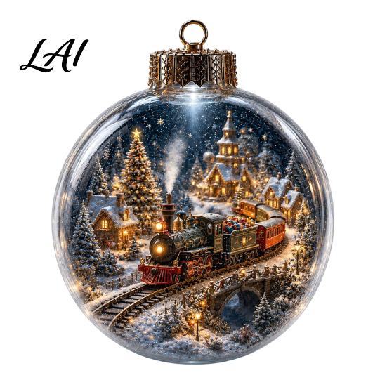 Seasonal Decorative Gifts Light Up Christmas Scene Ball Ornament with Warm LED Glowing Holiday Story