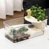 Transparent Turtle Tank Dry Wet Separation Basking Area Crab Tank with Climbing Spot Plastic Reptile Terrarium For Betta Shrimp