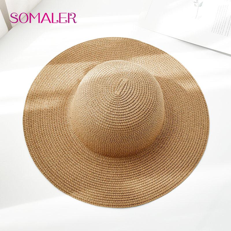 SOMALER Летние соломенные шляпы от солнца для женщин. Пляжные шляпы с широкими полями и защитой от ультрафиолета.