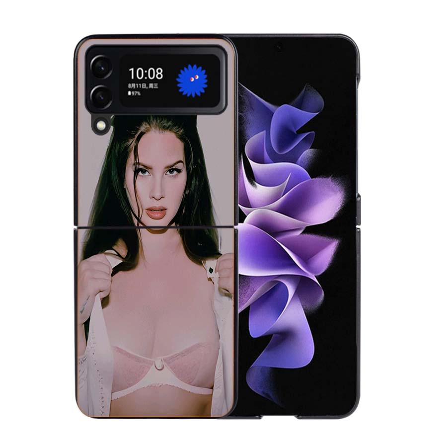 Singer Lana D-Del Rey Phone Case For Samsung Z Flip 7 6 5G Galaxy Z Flip4 Z Flip5 Z Flip3 Coque Black Hard PC Shell Protective C