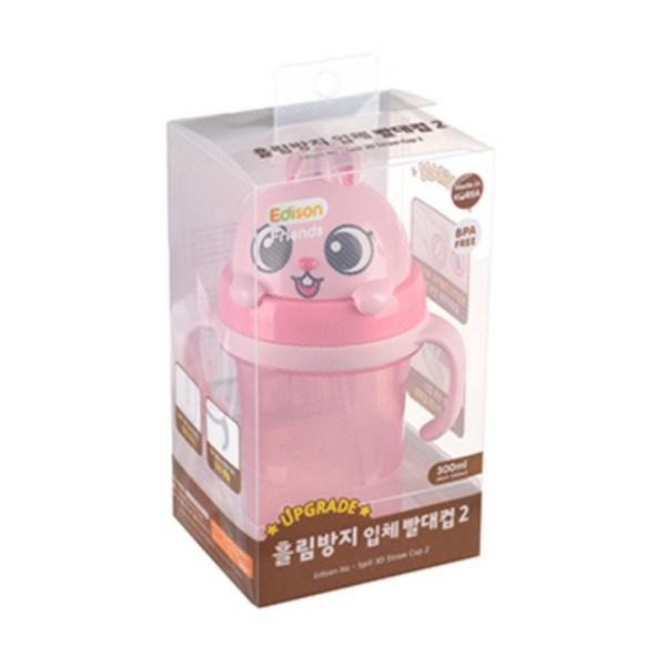 Edison Friends трехмерная соломенная чашка 2 с защитой от проливания 300 мл, Bunny Bunny, 1 шт.