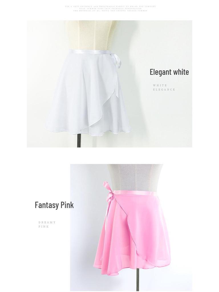 Взрослая шифоновая сетчатая балетная юбка - средней длины, большой клёш, цельная на завязках