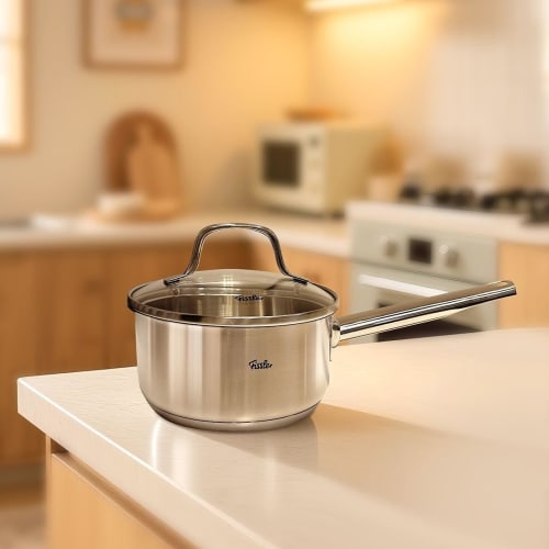 Fissler 16cm New Family Saucepan, Induction and Gas Compatible, with Glass Lid, Drip-Free Rim, Waterless Cooking, Silver [Official Japanese Product] 0