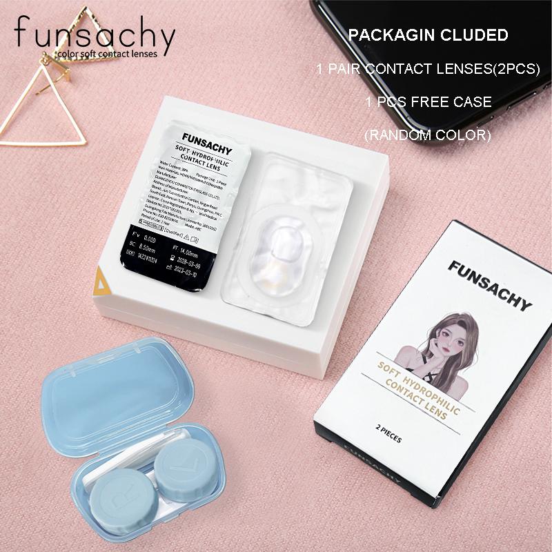 FUNSACHY 2pcs Anime Cosplay Contact Lenses Colored Lens for Crazy Halloween Solid Color Blue Contacts Pink Beauty Pupil Yearly