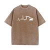 Новая футболка Excavator Washed T-Shirt для мужчин из хлопка Heartbeat of Excavator Bleached T-Shirt для мужчин Одежда Bleach T-Shirt