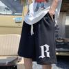 Мужские большие свободные повседневные брюки с принтом готической буквы B, модные спортивные брюки, вафельные шорты, мужские летние спортивные брюки до колена