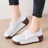 Hollow-out Women PU Leather Casual Shoes Fashion Wedge Heels Platform Shoes Slip-on Loafers Mother Shoes