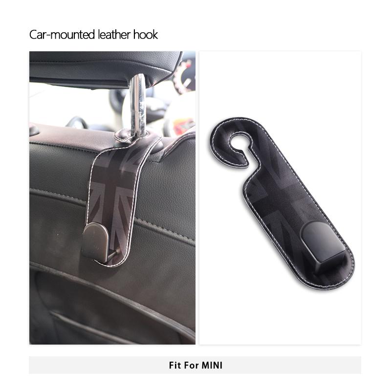 Car Headrest Hook Leather Rear Seat Hanging For MINI Cooper R50 R53 R56 R60 R61 F54 F55 F56 F60 U25 F66 F65 J01 J05 Car Holder