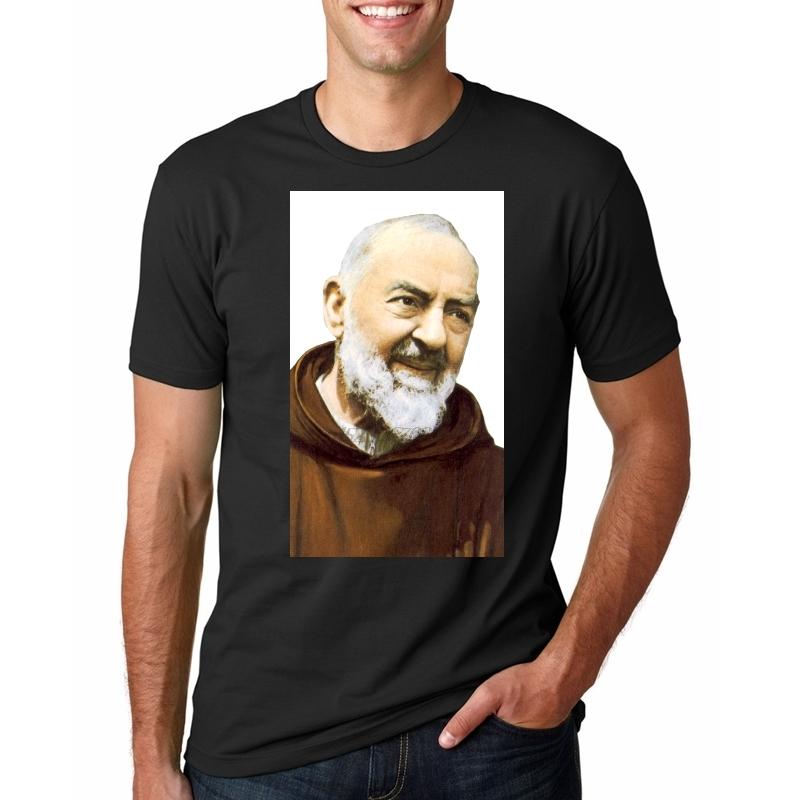 All Sizes XS5XL Fashion High Quality Printing 100 Cotton Short Sleeve Tee Shirts Father Pio Khaki Tshirt