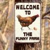 Добро пожаловать на Веселую ферму, деревенский курятник, металлический винтажный знак, декор для патио, ванная комната, художественное украшение на стену