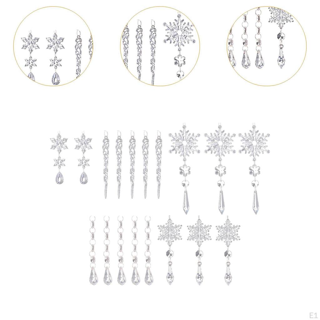 18Pcs Snowflake Ornaments Hanging Acrylic Icicle Drop Room Decorating Birthday Holiday Snowflakes