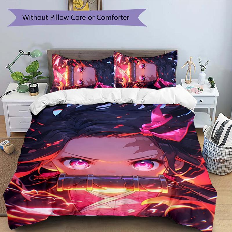 3pcs nezouko6 Design Cover Set - HD Printed Bedding with 1 Cover and 2 Pillowcases - Perfect for Home and Dorm Decor