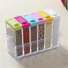 6PCS/SET Simple Transparent Spice Box Seasoning Six-style Flavor Box Six-piece Kitchen Supplies Salt Monosodium Glutamate Seasoning Jar Storage Box