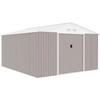 Metal Garden Shed 12.99 M² - 340 X 382 X 210 Cm - NEPTUNE - Anchoring Kit Included, 2 Sliding Doors - Taupe