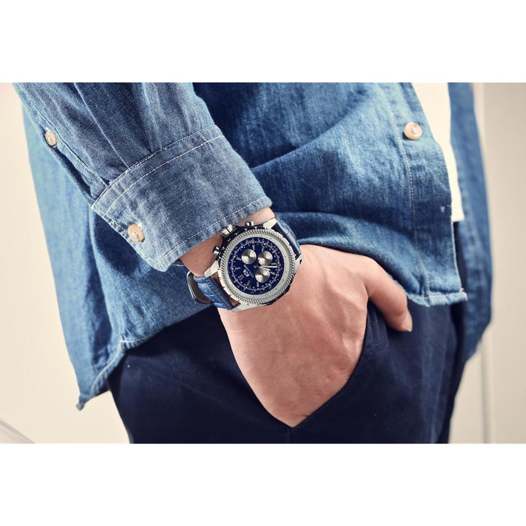 Paulareis Fully Automatic Mechanical Multifunctional Luminous Men's Watch Copper Belt Leather Automatic Watch