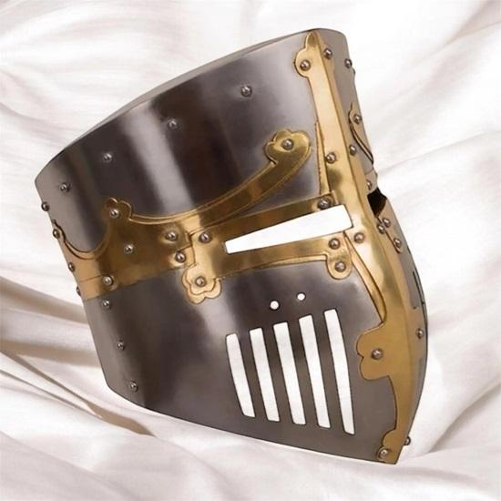 Medieval Knight Templar Knight Helmet with Brass Detailing Medieval Great for Cosplay, LARP, Reenactment SCA Battle Helmet