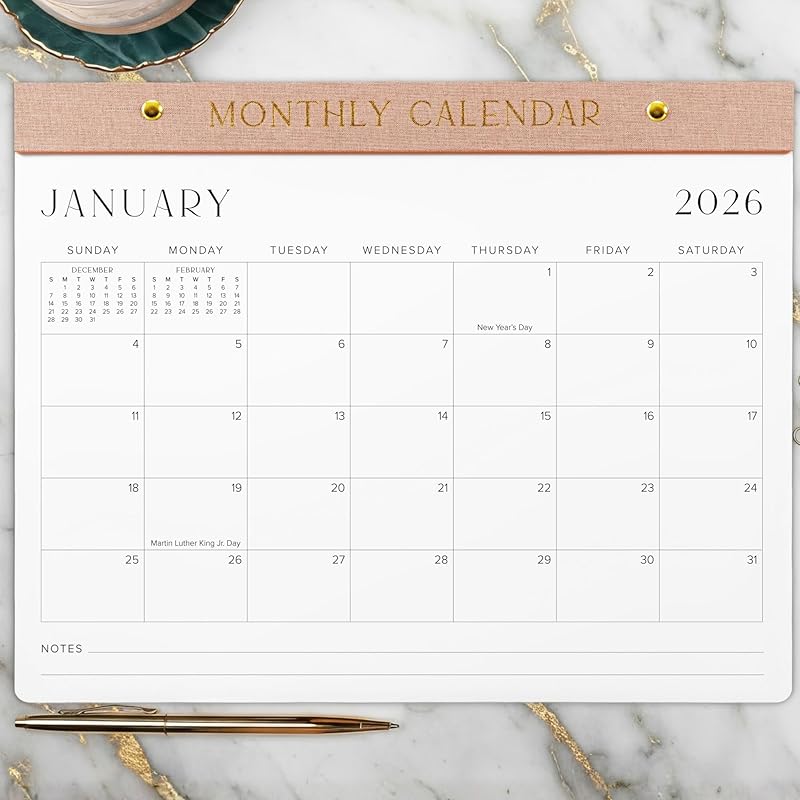 Aesthetic 2026-2027 Desk Calendar - Runs From January 2026 Until July 2027 - Minimalistic Office Desktop/Wall Calendar 14.5"x11.5" for Easy
