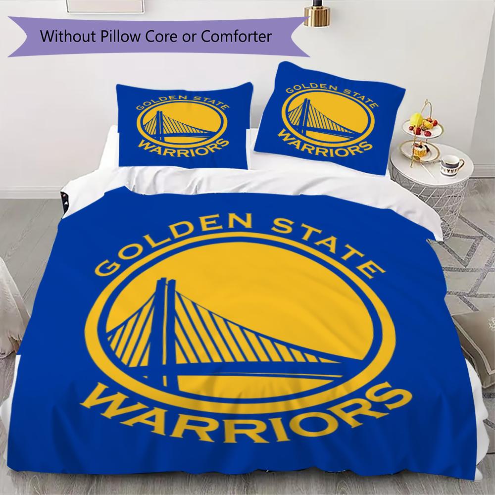 Golden State Warriors Pattern Bedding uilt Set uilt Cover Pillowcase Home Decoration Birthday Gift (1 * duvet cover + 2 * pillowcase without core)