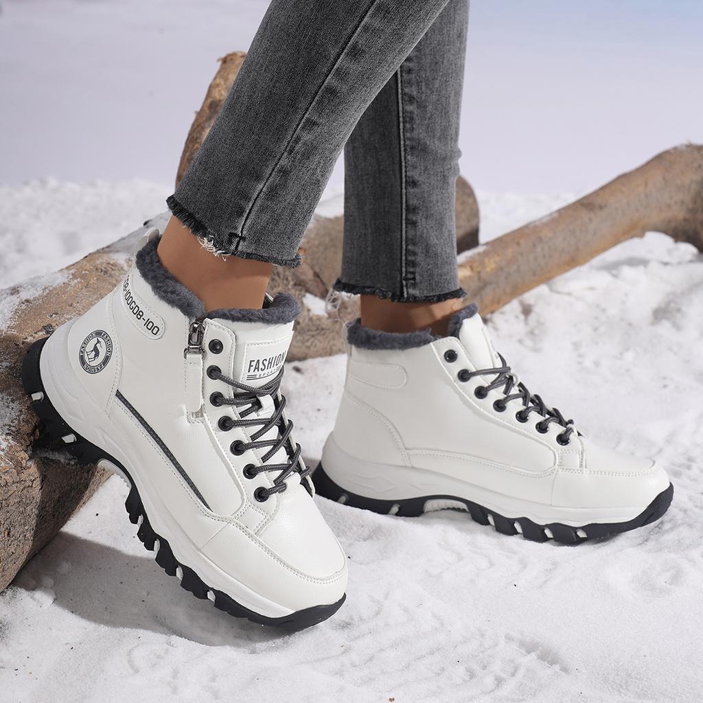 TUINANLE Теплые и удобные женские зимние сапоги для снега с боковой молнией и флисовой подкладкой, плюшевая обувь