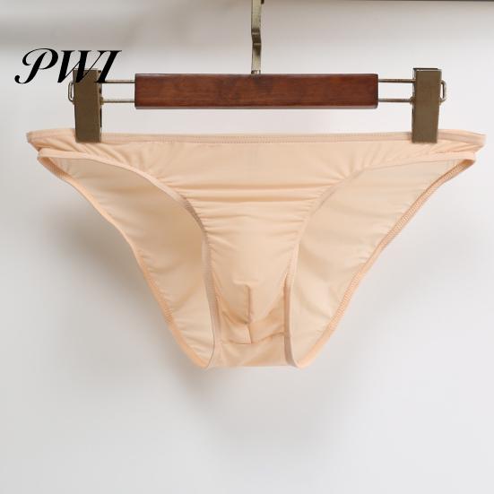 Solid Color Briefs Men Summer 3D U-convex Low-rise Underwear Thin Panties Three-dimensional Pouch Moisture-wicking