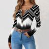 Women's Slim Bottom T-shirt Fashion Casual Gradient Printing Round Neck Pullover Long Sleeve Top