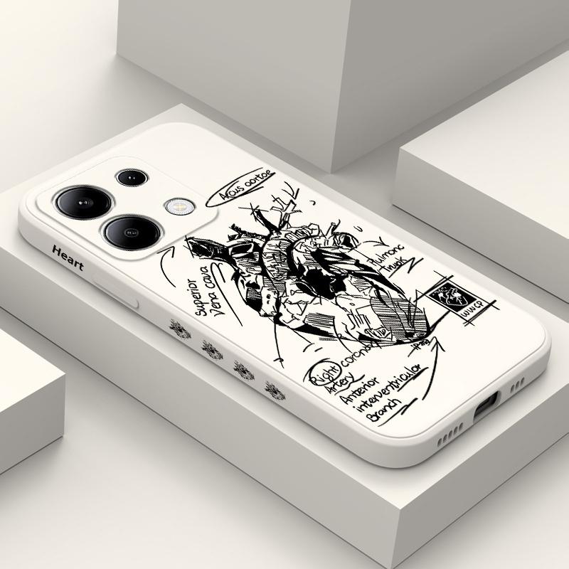 Чехол для телефона 'Эскиз Сердца' для Xiaomi Redmi Note 14 13 12 12S 11 11S 10 10S 9 9S Pro Plus 4G 5G Жидкий Силиконовый Чехол