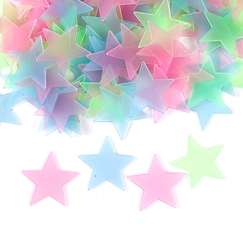 100 шт. 3D звезды светятся в темноте люминесцентные пластиковые наклейки на стену для дома