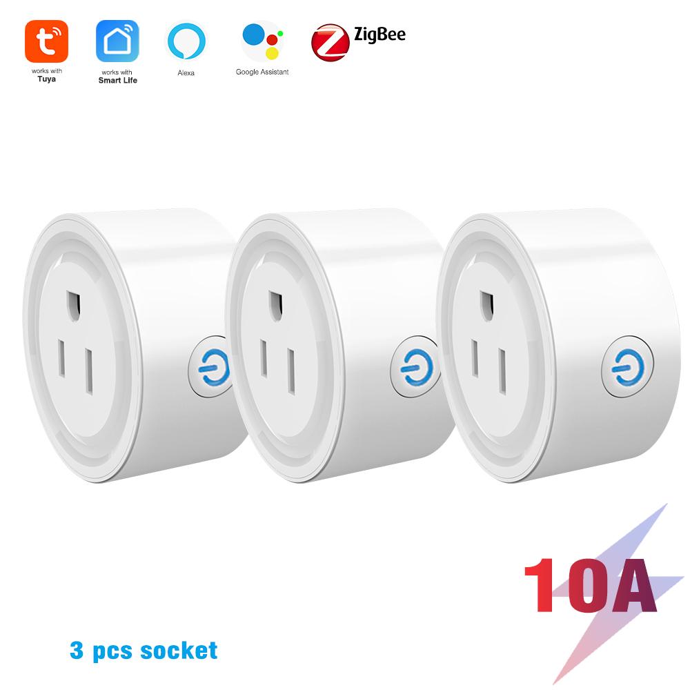 Умная розетка Tuya Zigbee с вилкой США для хаба-шлюза. Беспроводное дистанционное управление через приложение для умного дома. Работает с Alexa и Google Home, делая дом умнее.