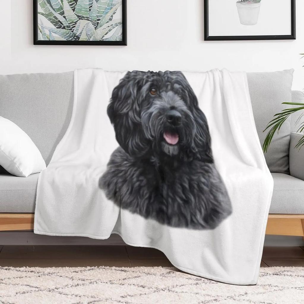 Silly Tubby Poodle Mix Dog Sticking Tongue Out Throw Blanket Warm Accent Blanket for Living Room Decoration