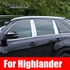 Для Toyota Highlander Kluger нержавеющая сталь автомобильные накладки на окна боковые стойки накладки 2015 2016 2017 2018 аксессуары