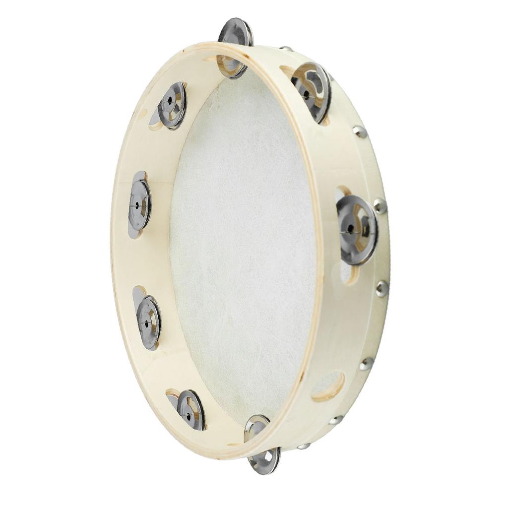 Бубен для детей и взрослых, хлопающий в ладоши, музыкальная развивающая игрушка для раннего обучения, цвет дерева, белый край, 10 дюймов