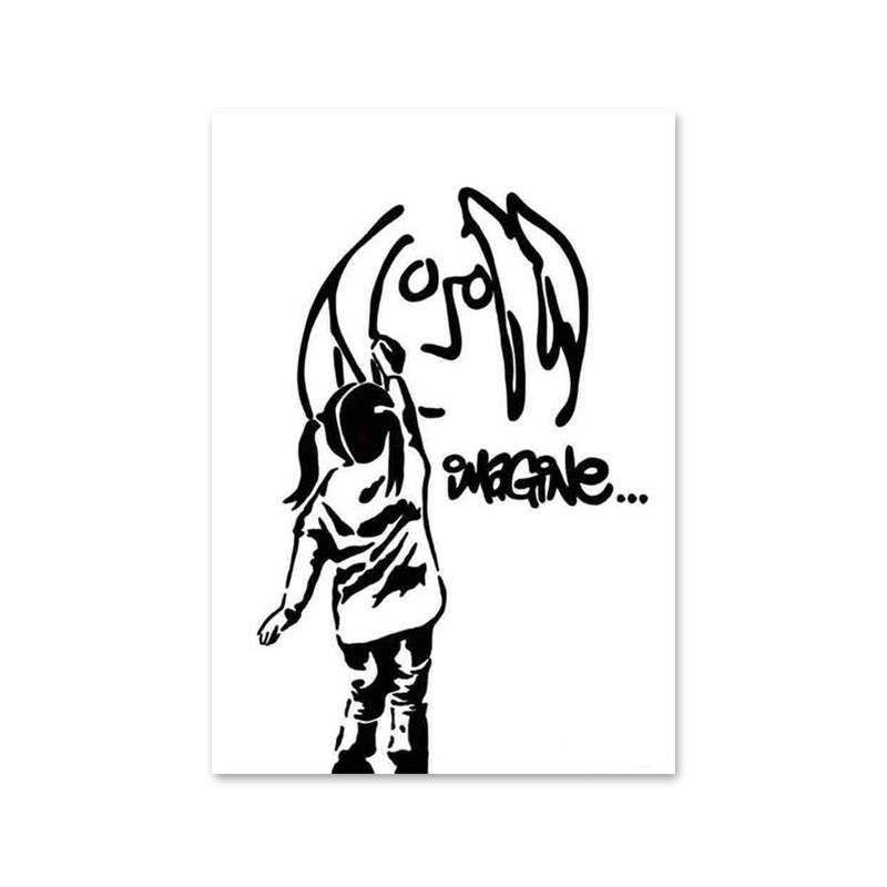 Граффити Бэнкси, красный воздушный шар, плакат, принты, абстрактные фигуры, картина на холсте, настенное искусство, картина для офиса, коридора, домашнего декора