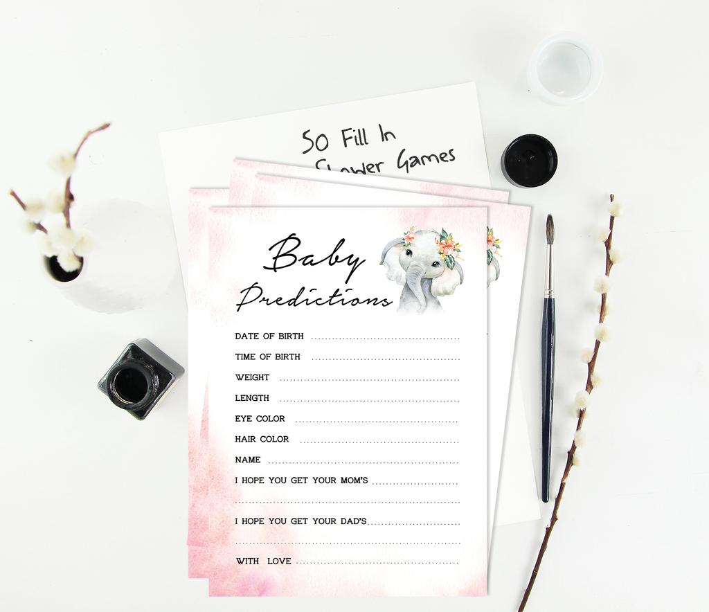 Inkdotpot Игровой набор для вечеринки по случаю рождения ребенка из 50 игр BabyA AlphabetA ABCA для девочек-слонят в джунглях