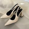2025 Foreign Trade New Pointed High Heels Women's Summer Versatile Thick Heel Niche High-end Bag Head Sandals Women's Single Shoes