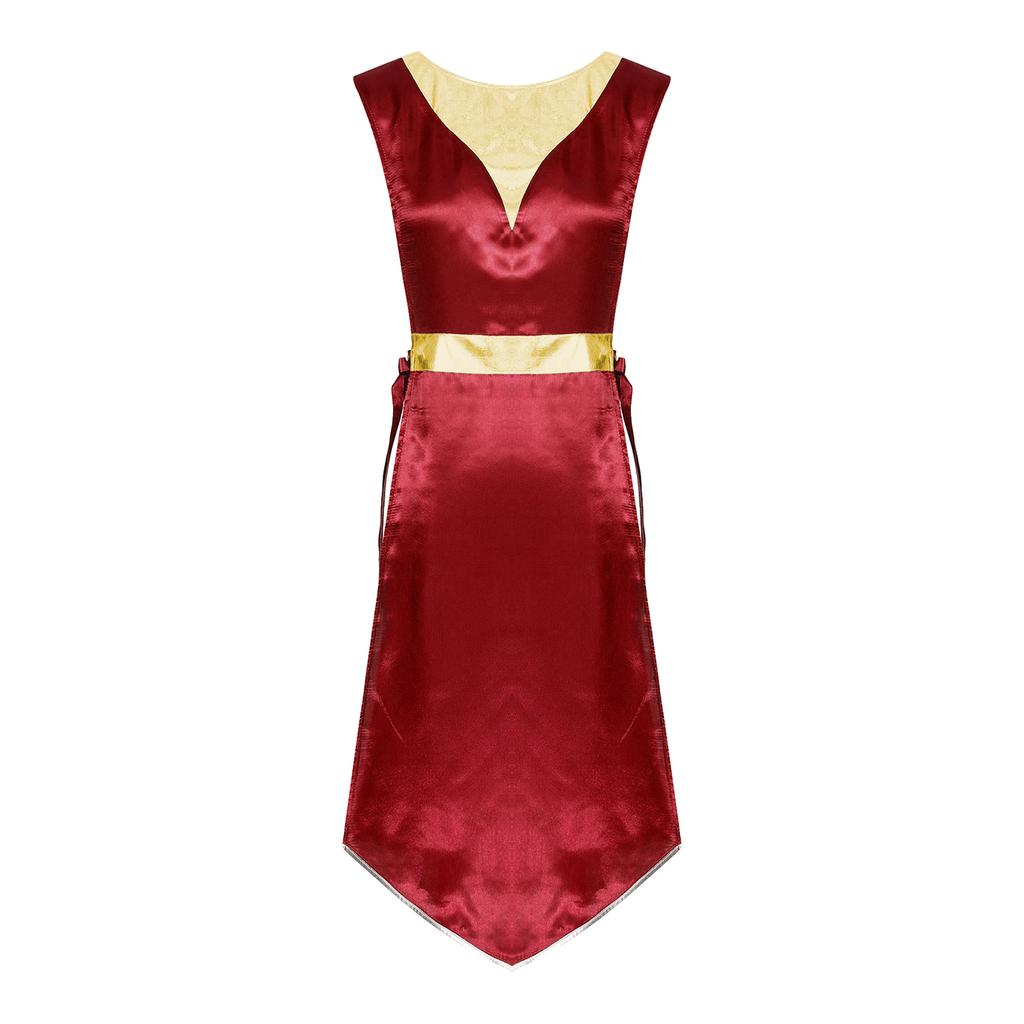 Женское церковное одеяние для хорового выступления, туника, металлизированная пэчворк, шнуровка по бокам, разрезы, атласное платье, танцевальная одежда