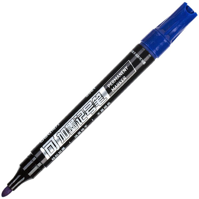 Deli S552 Blue Oil-Based Permanent Marker Pen, Round Tip