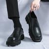 Men Japan Karajuku Korean Style Streetwear Thick Platform Casual Patent Leather Shoes Male Lace Up Dress Leather Shoes