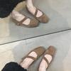 Retro Square Head Shallow Mouth Single Shoes Women's Flat 2025 New French Evening Wind Suede Temperament Commuter Mary Jane Shoes