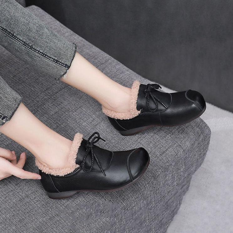 Женская зимняя мягкая теплая обувь, женские нескользящие однотонные хлопковые туфли на плоском каблуке большого размера
