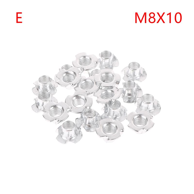 20 шт. M3 M4 M5 M6 M8 M10 оцинкованные гайки с четырьмя лапками для динамика T-образная гайка глухая зубчатая вставка T-образная гайка вставки