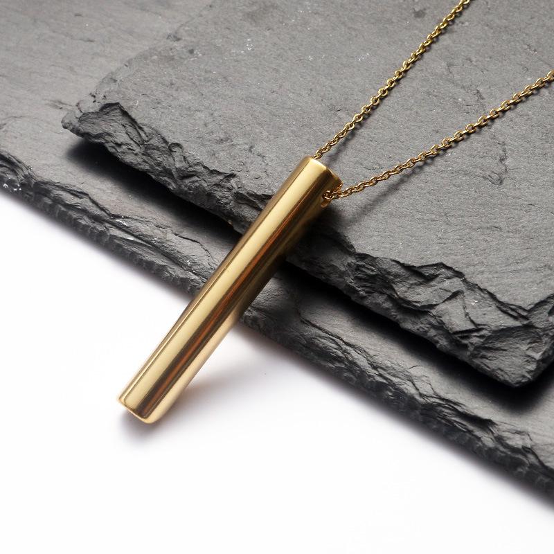 Stylish Titanium Steel Long Whistle Necklace - Regulates Breathing and Eases Stress