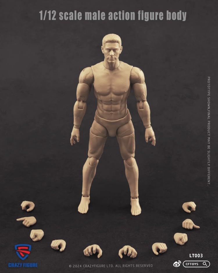 [TOYBARJAPAN] 1/12 Scale Action Figure CRAZY FIGURE LT003 Male Movable Action Articulated Body and Head