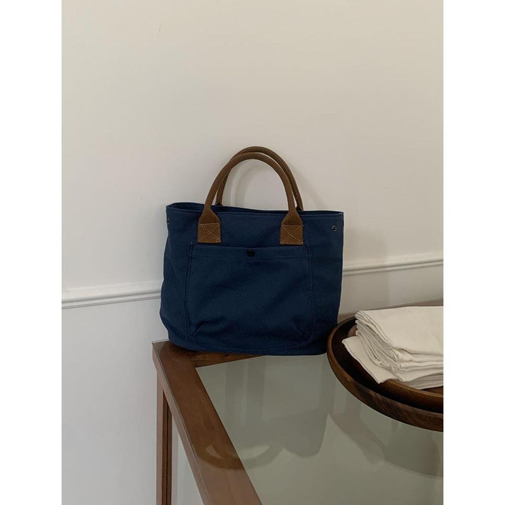 Urban Minimalist Female Student Large Capacity Commuting Horizontal Canvas Single Shoulder Diagonal Cross Portable Tote Bag