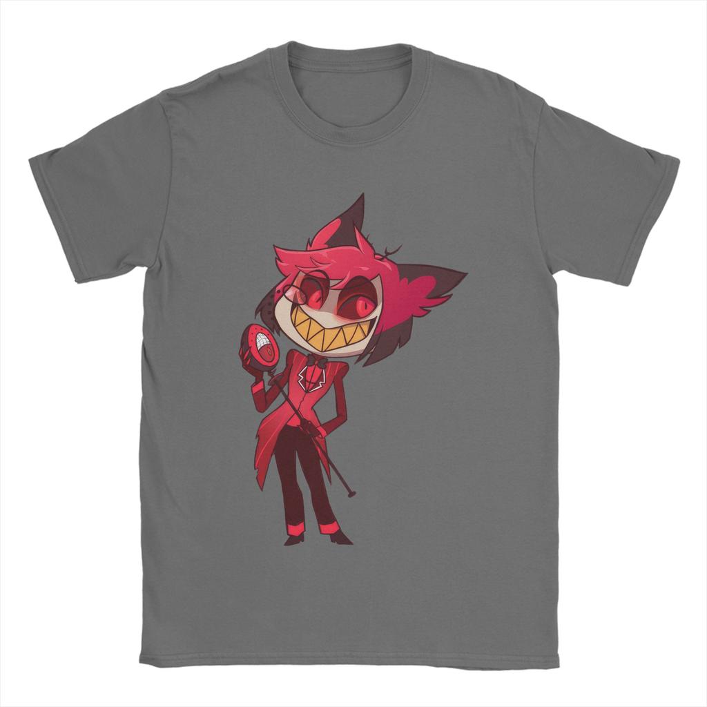 Мужские мультяшные футболки Аластор Хазбинс Отель Хлопковые топы Винтажные футболки с коротким рукавом и круглым вырезом Футболки больших размеров