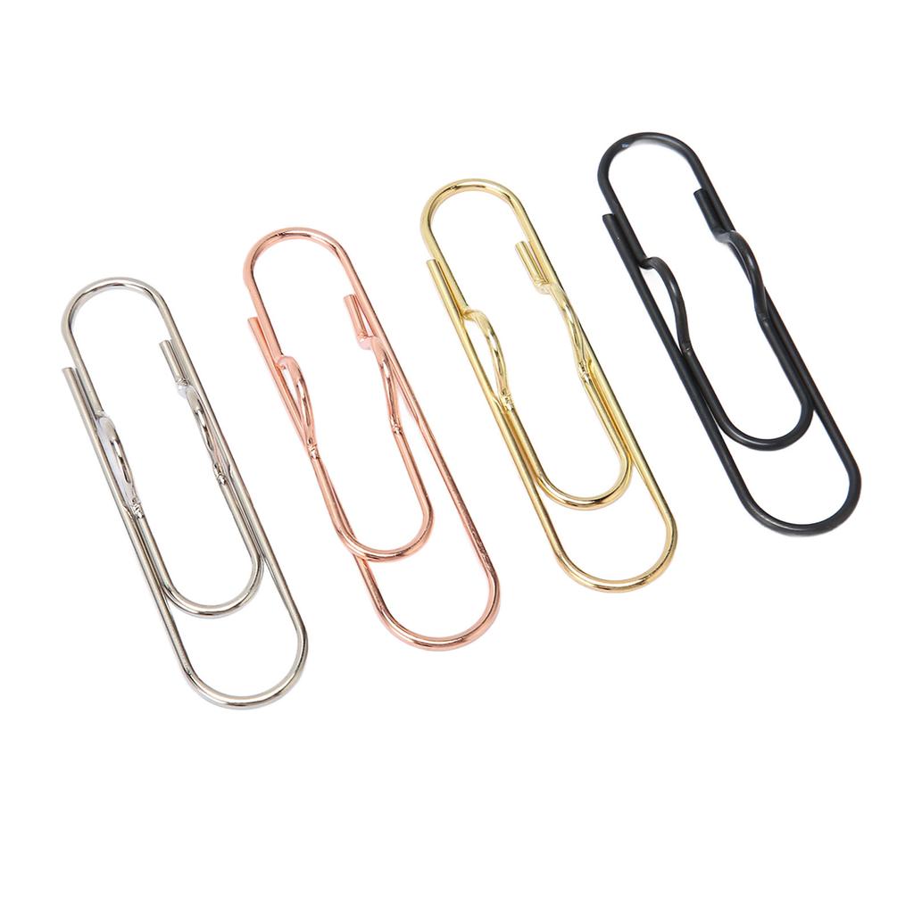40 Pcs Black Silver Gold Colors Pen Clip Shaped Fancy Cute Planner Clips Page Marker Bookmark C