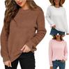 Ladies Winter Solid Color Plush Pullover Long Sleeve Sweater Casual Shirt Tops