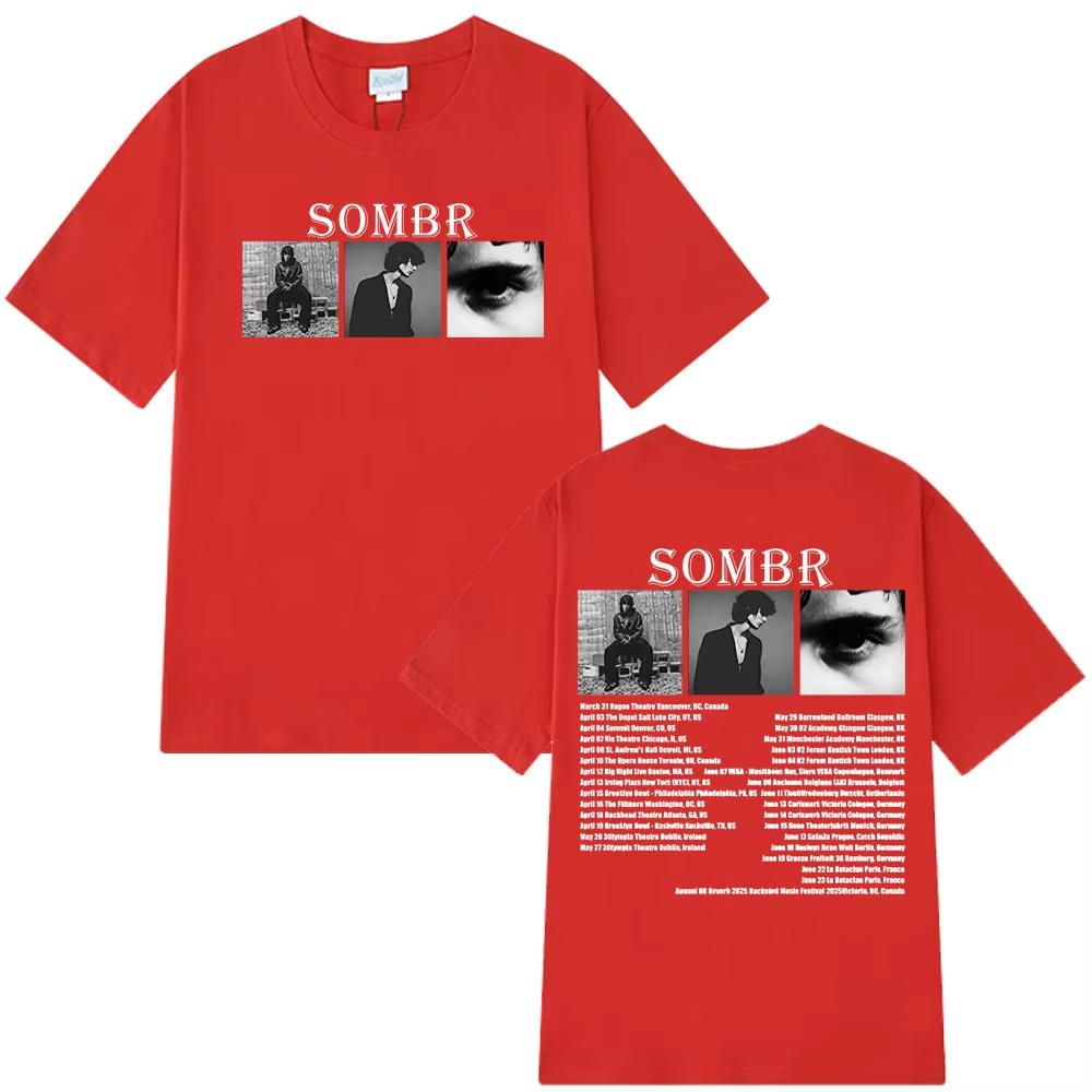 Sombr Merch Футболка с принтом Тур 2026 Мужская Женская Хип-хоп Футболка Модная Одежда Летние Футболки с коротким рукавом Повседневные Футболки Стритвир